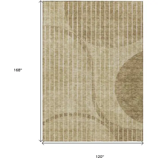 Brown Taupe And Ivory Striped Washable Indoor Outdoor Area Rug Photo 9