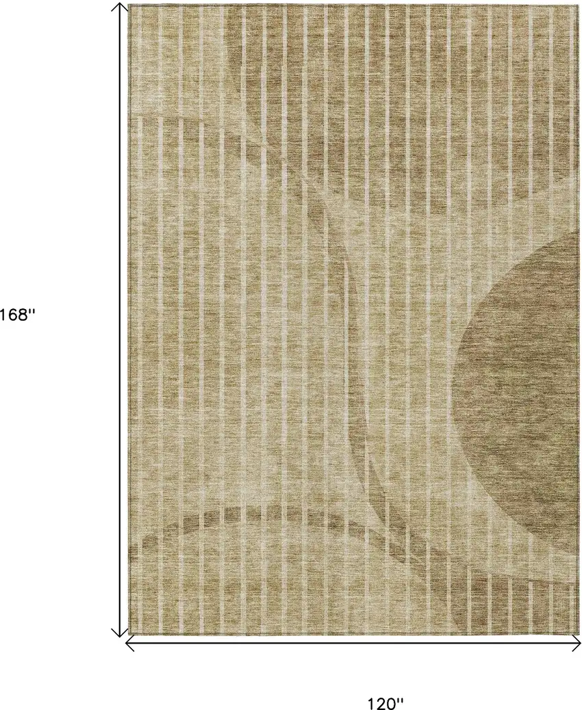 Brown Taupe And Ivory Striped Washable Indoor Outdoor Area Rug Photo 9