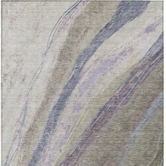 Brown Taupe And Purple Abstract Washable Indoor Outdoor Area Rug Photo 4