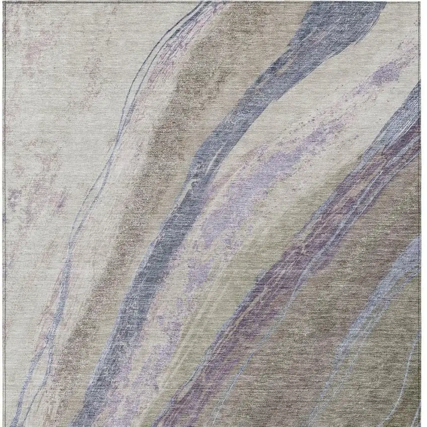 Brown Taupe And Purple Abstract Washable Indoor Outdoor Area Rug Photo 4