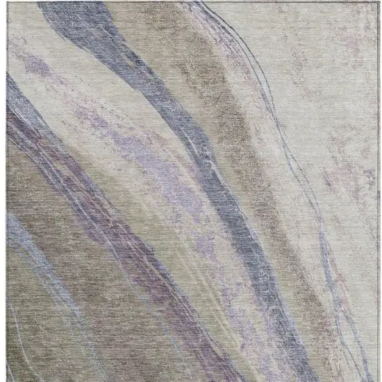 Brown Taupe And Purple Abstract Washable Indoor Outdoor Area Rug Photo 3