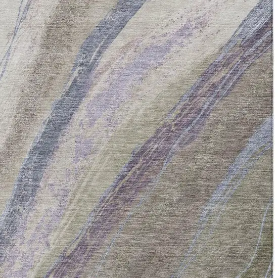 Brown Taupe And Purple Abstract Washable Indoor Outdoor Area Rug Photo 3