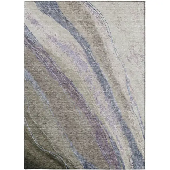 Brown Taupe And Purple Abstract Washable Indoor Outdoor Area Rug Photo 4