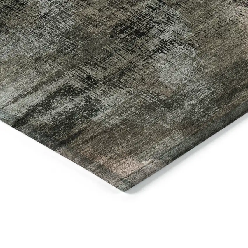 Brown Taupe And Salmon Abstract Washable Indoor Outdoor Area Rug Photo 4
