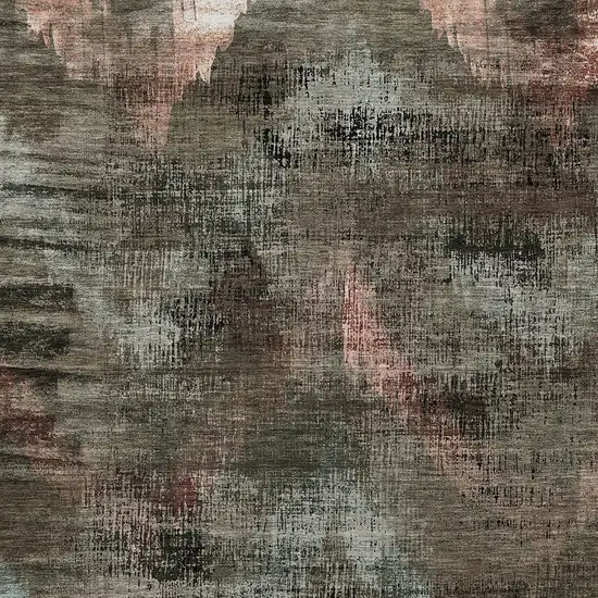 Brown Taupe And Salmon Abstract Washable Indoor Outdoor Area Rug Photo 5