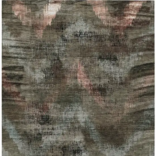 Brown Taupe And Salmon Abstract Washable Indoor Outdoor Area Rug Photo 7