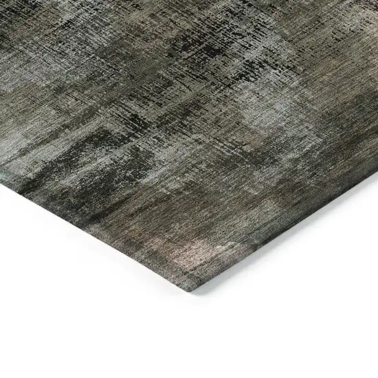 Brown Taupe And Salmon Abstract Washable Indoor Outdoor Area Rug Photo 5