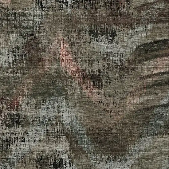 Brown Taupe And Salmon Abstract Washable Indoor Outdoor Area Rug Photo 6