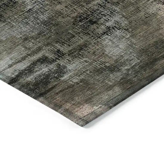 Brown Taupe And Salmon Abstract Washable Indoor Outdoor Area Rug Photo 5