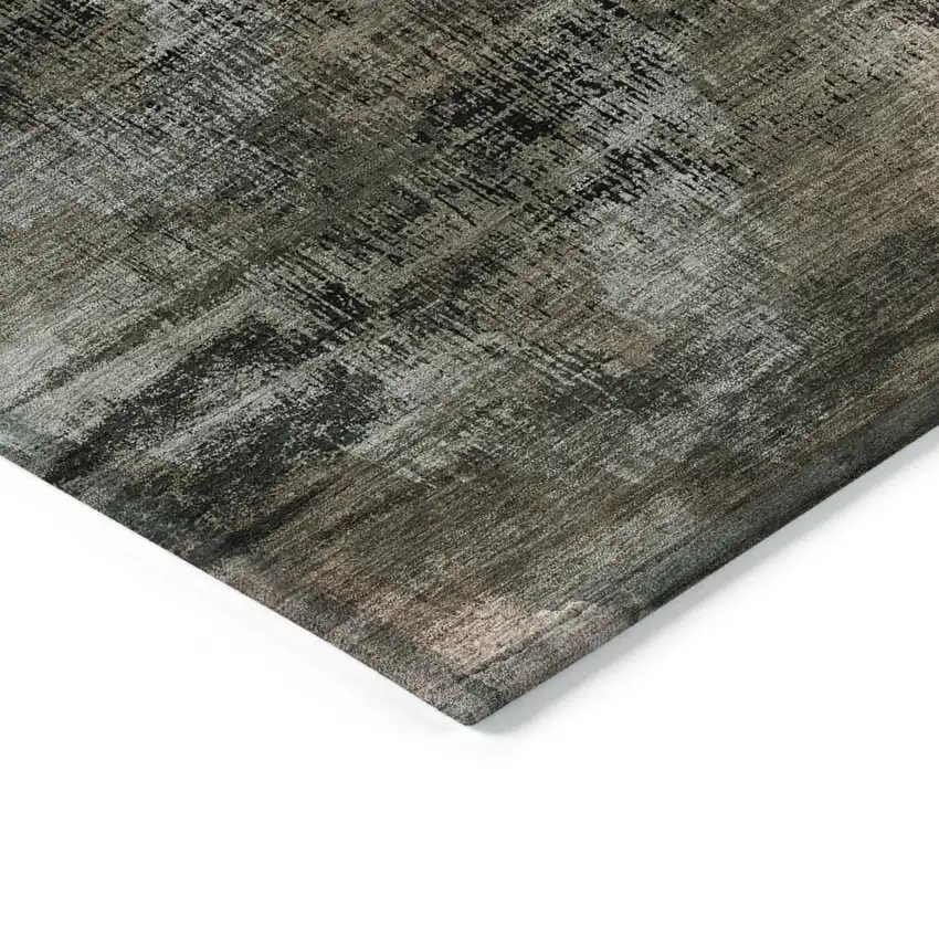 Brown Taupe And Salmon Abstract Washable Indoor Outdoor Area Rug Photo 5