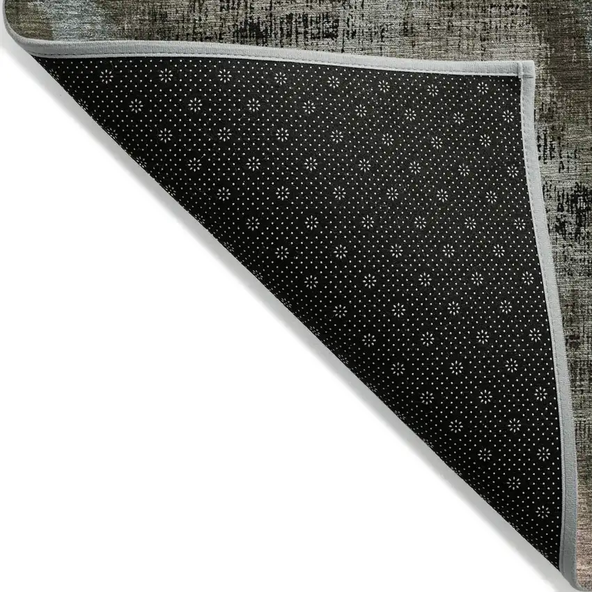 Brown Taupe And Salmon Abstract Washable Indoor Outdoor Area Rug Photo 4