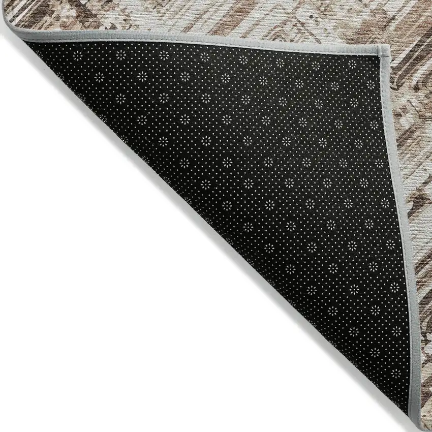 Brown Taupe And Tan Geometric Washable Indoor Outdoor Area Rug Photo 3