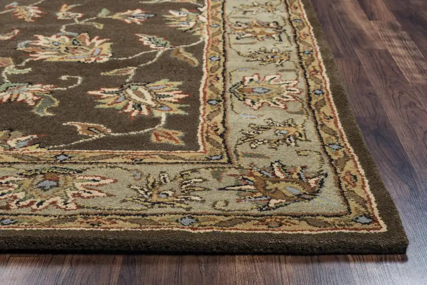 Brown Taupe Sage Blue Rust And Tan Wool Oriental Hand Tufted Area Rug Photo 2