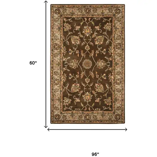 Brown Taupe Sage Blue Rust And Tan Wool Oriental Hand Tufted Area Rug Photo 5