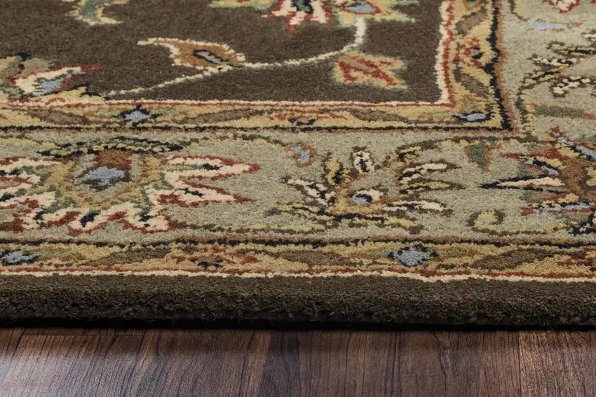 Brown Taupe Sage Blue Rust And Tan Wool Oriental Hand Tufted Area Rug Photo 4