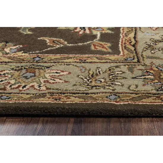 Brown Taupe Sage Blue Rust And Tan Wool Oriental Hand Tufted Area Rug Photo 4