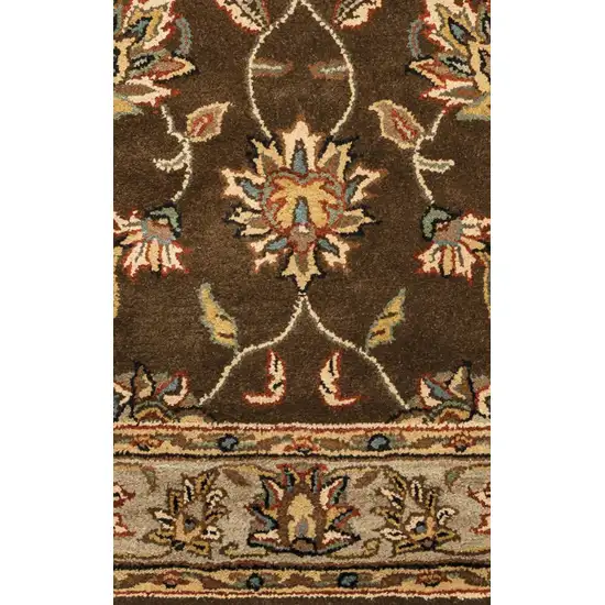 Brown Taupe Sage Blue Rust And Tan Wool Oriental Hand Tufted Area Rug Photo 3