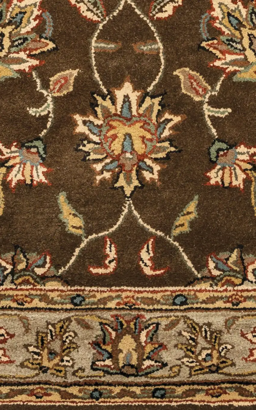 Brown Taupe Sage Blue Rust And Tan Wool Oriental Hand Tufted Area Rug Photo 3