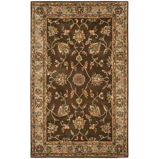 Brown Taupe Sage Blue Rust And Tan Wool Oriental Hand Tufted Area Rug Photo 1