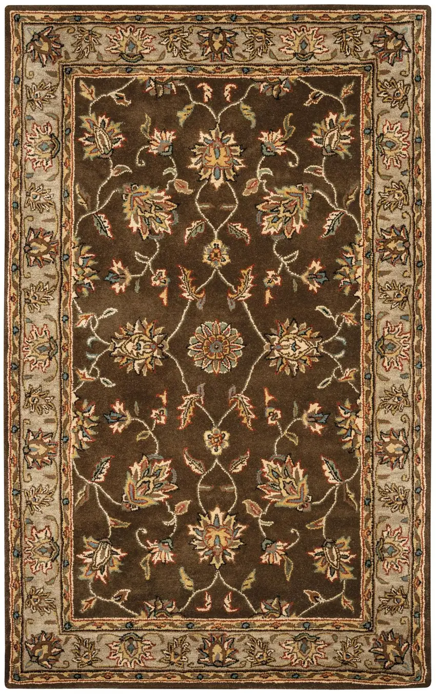 Brown Taupe Sage Blue Rust And Tan Wool Oriental Hand Tufted Area Rug Photo 1