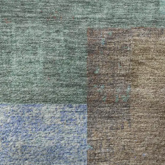 Brown Teal And Ivory Geometric Washable Area Rug With UV Protection Photo 9