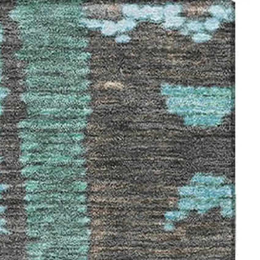 Brown Teal And Ivory Tribal Washable Area Rug With UV Protection Photo 4