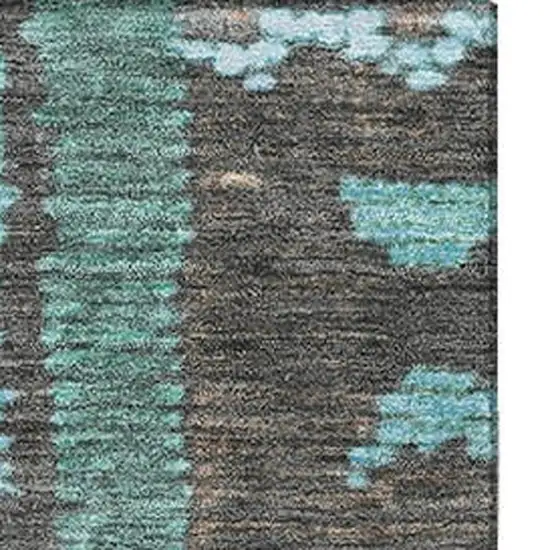 Brown Teal And Ivory Tribal Washable Area Rug With UV Protection Photo 4