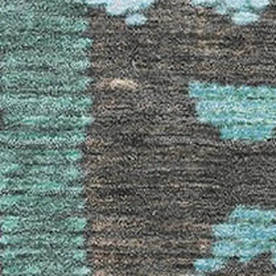 Brown Teal And Ivory Tribal Washable Area Rug With UV Protection Photo 3