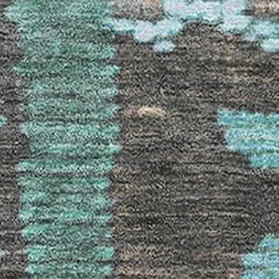 Brown Teal And Ivory Tribal Washable Area Rug With UV Protection Photo 3