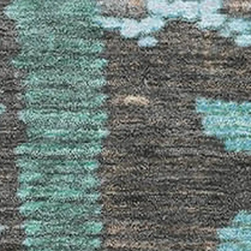 Brown Teal And Ivory Tribal Washable Area Rug With UV Protection Photo 3