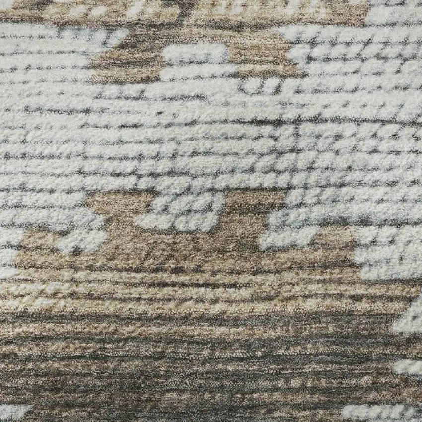 Brown Teal And Ivory Tribal Washable Area Rug With UV Protection Photo 8