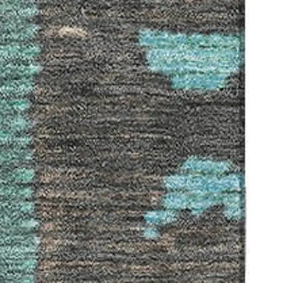 Brown Teal And Ivory Tribal Washable Area Rug With UV Protection Photo 3