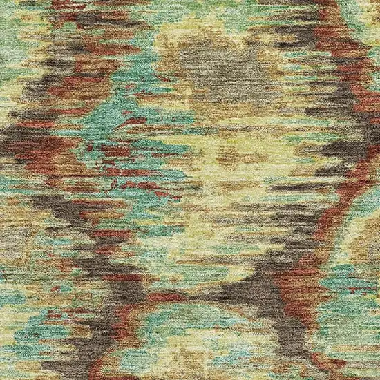 Brown Teal And Rust Diamond Washable Area Rug With UV Protection Photo 3