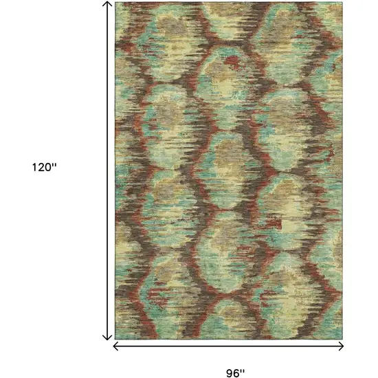 Brown Teal And Rust Diamond Washable Area Rug With UV Protection Photo 3