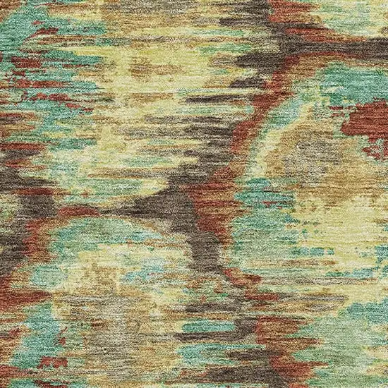 Brown Teal And Rust Diamond Washable Area Rug With UV Protection Photo 3