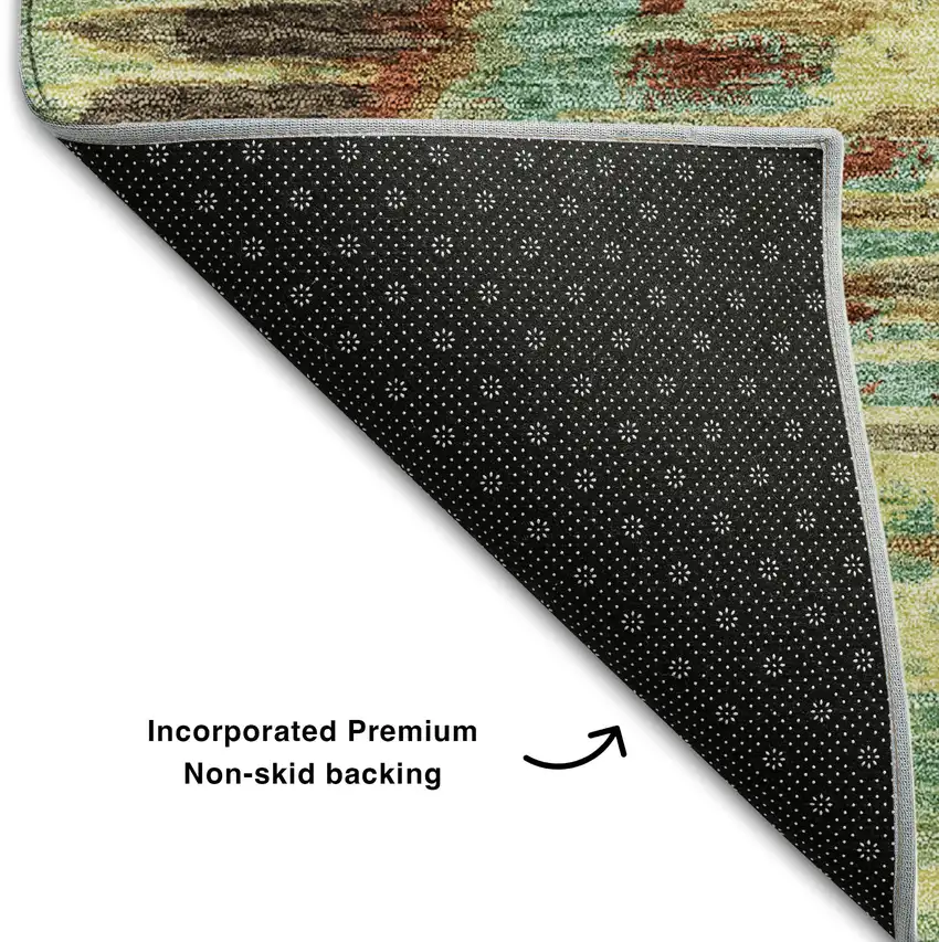 Brown Teal And Rust Diamond Washable Area Rug With UV Protection Photo 6