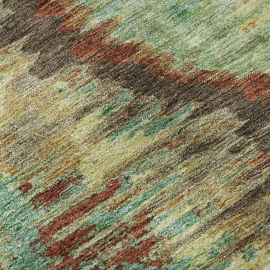 Brown Teal And Rust Diamond Washable Area Rug With UV Protection Photo 9