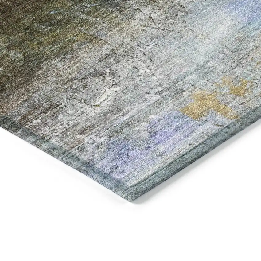 Brown Teal Blue And Blush Abstract Washable Indoor Outdoor Area Rug Photo 9