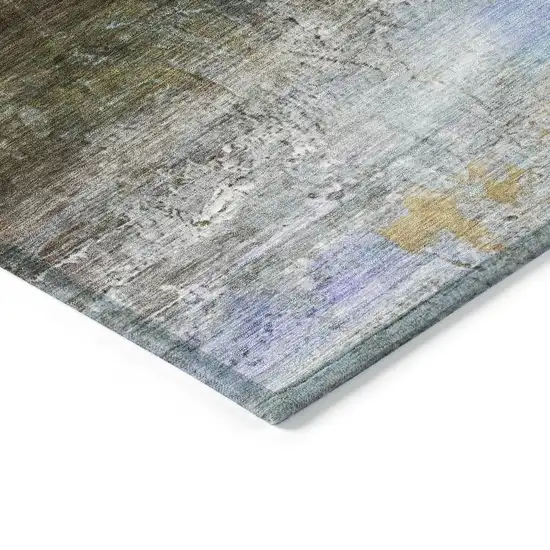 Brown Teal Blue And Blush Abstract Washable Indoor Outdoor Area Rug Photo 9