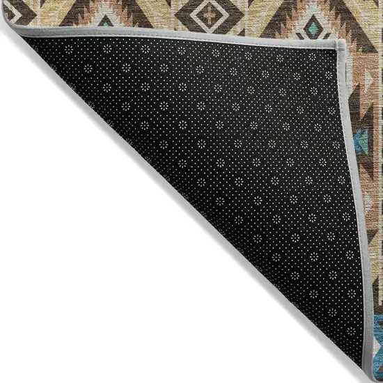 Brown Teal Blue And Coral Aztec Washable Indoor Outdoor Area Rug Photo 9