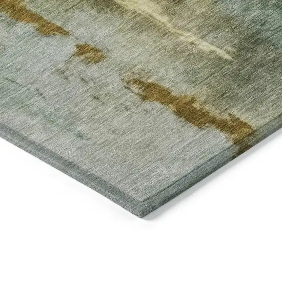 Brown Teal Blue And Taupe Abstract Washable Indoor Outdoor Area Rug Photo 5