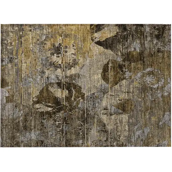 Brown Terracotta and Gray Floral Washable Non Skid Indoor Outdoor Area Rug Photo 4