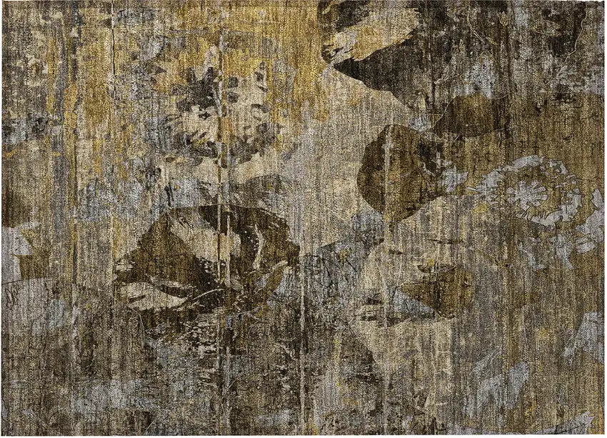 Brown Terracotta and Gray Floral Washable Non Skid Indoor Outdoor Area Rug Photo 4