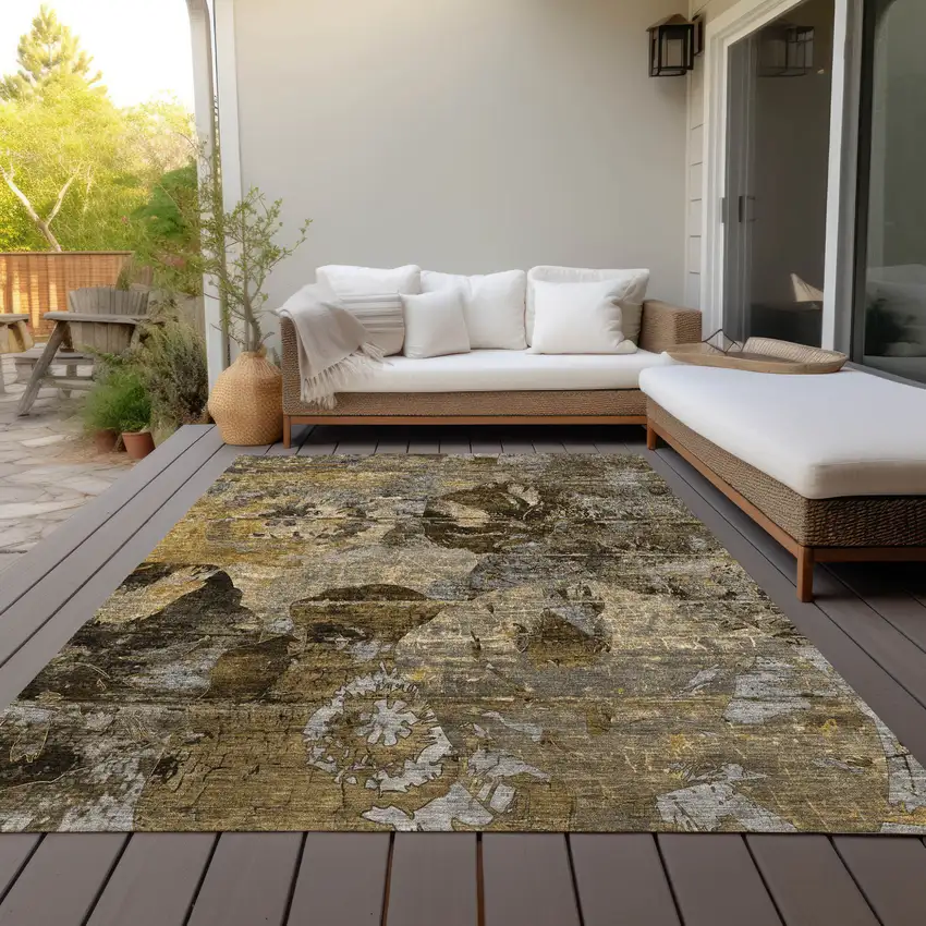 Brown Terracotta and Gray Abstract Washable Indoor Outdoor Area Rug Photo 9
