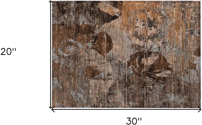 Brown Terracotta and Gray Floral Washable Non Skid Indoor Outdoor Area Rug Photo 3