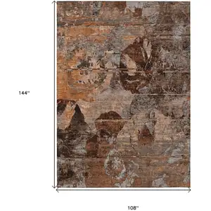Photo of Brown Terracotta and Gray Floral Washable Non Skid Indoor Outdoor Area Rug