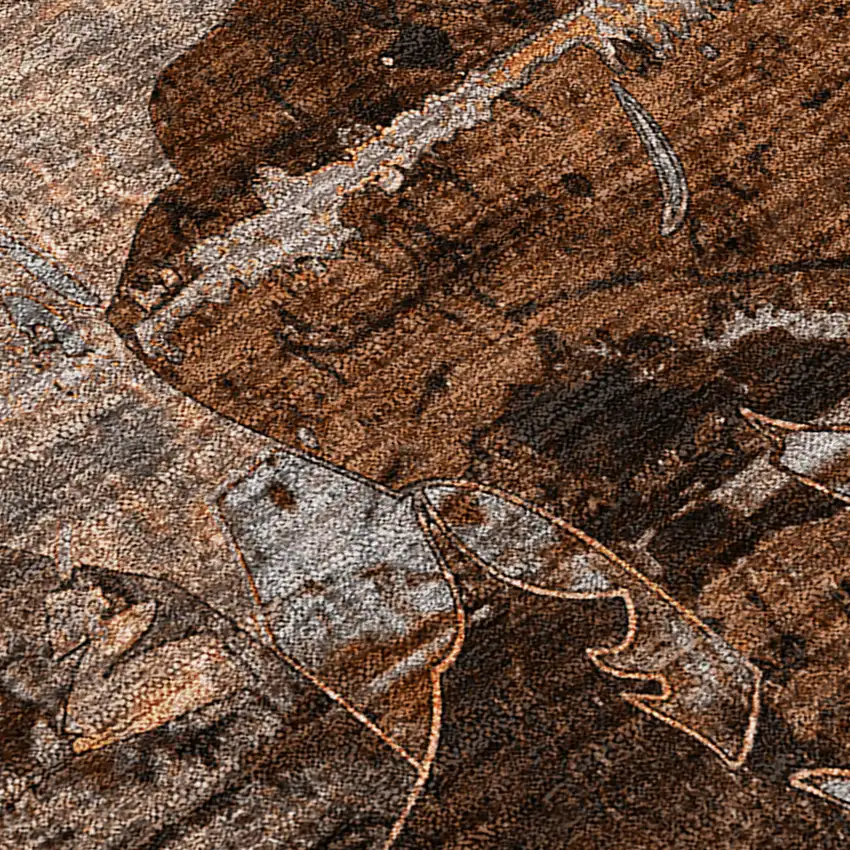 Brown Terracotta and Gray Abstract Washable Indoor Outdoor Area Rug Photo 4