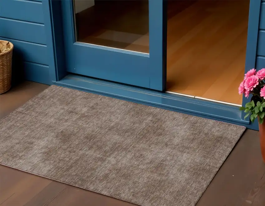 Brown Washable Indoor Outdoor Area Rug Photo 1