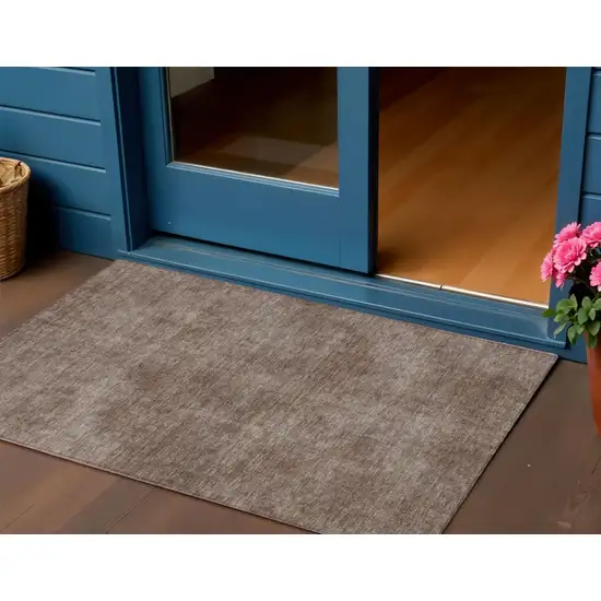 Brown Washable Indoor Outdoor Area Rug Photo 1