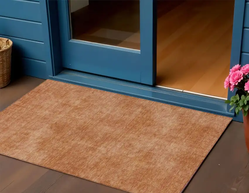 Brown Washable Indoor Outdoor Area Rug Photo 1